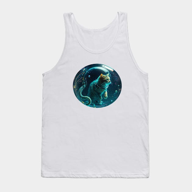 Cat inside a blue water bubbles Tank Top by Kileykite 